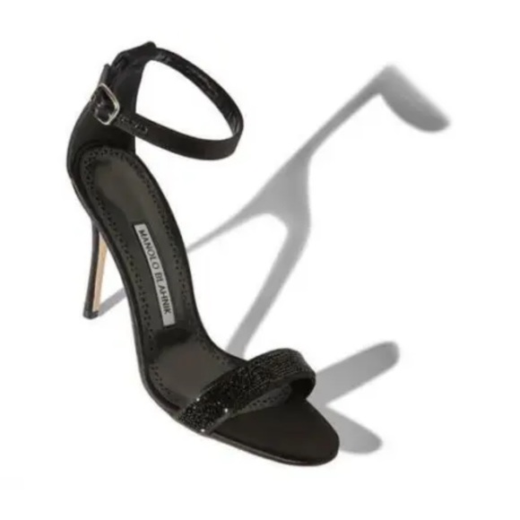 Manolo Blahnik CHAOS CRYSTALROCK Black Satin Sandals Size: 11 | IT 41 - Picture 2 of 16